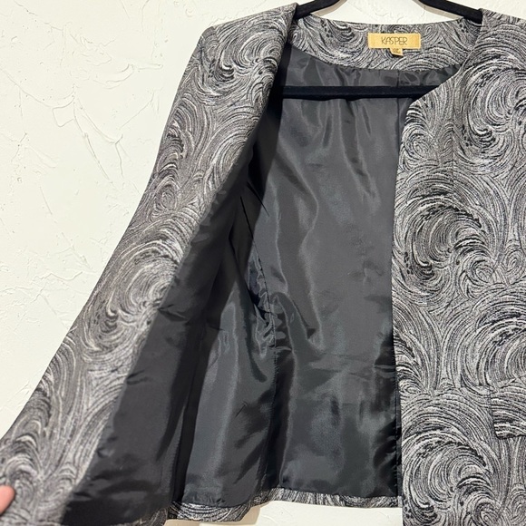 Vintage Kasper Black & Silver Blazer Career Business Three-Piece Suit Set Sz 10P - Picture 9 of 16
